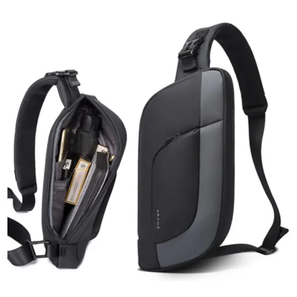 Bange BG-7312 Men Microfiber Leather Crossbody Chest Bag – Color: Gray – View 2