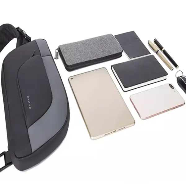 Bange BG-7312 Men Microfiber Leather Crossbody Chest Bag – Color: Gray – View 3