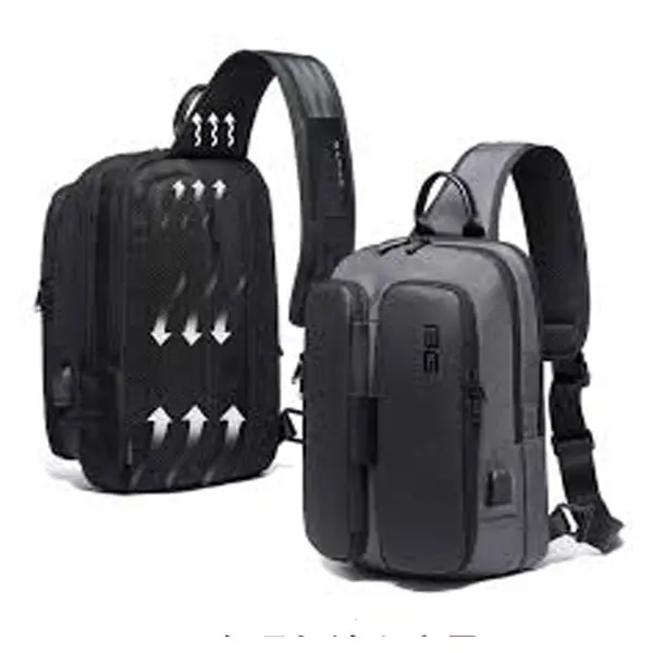 Bange BG-7079 Multi-compartment design Cross body Bag With USB Charging – Color: Gray – View 2