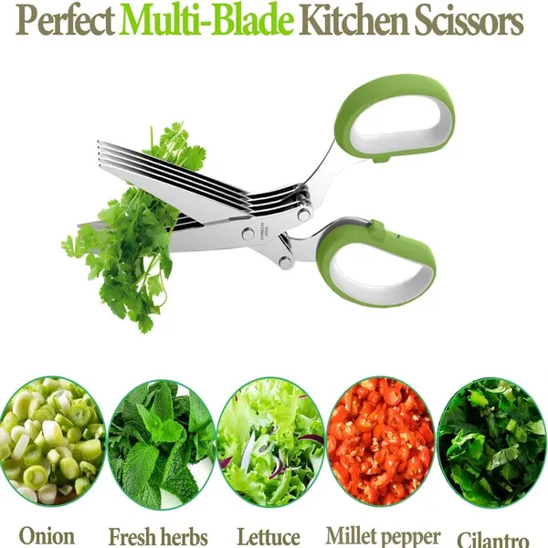 Multi-Function Kitchen Stainless Steel 5 Blades Herb Kitchen Scissors – View 3