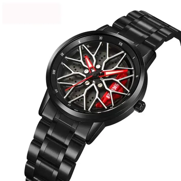 SKMEI NF1990 Model-D Rolling Dial Men's Watch – Dial Color: Red, Strap Color: Black – View 2