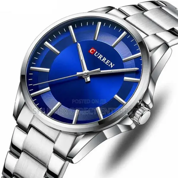 Curren 8429 Luxury Stainless Steel Analog Men's Watch – Dial Color: Blue, Strap Color: Silver – View 2