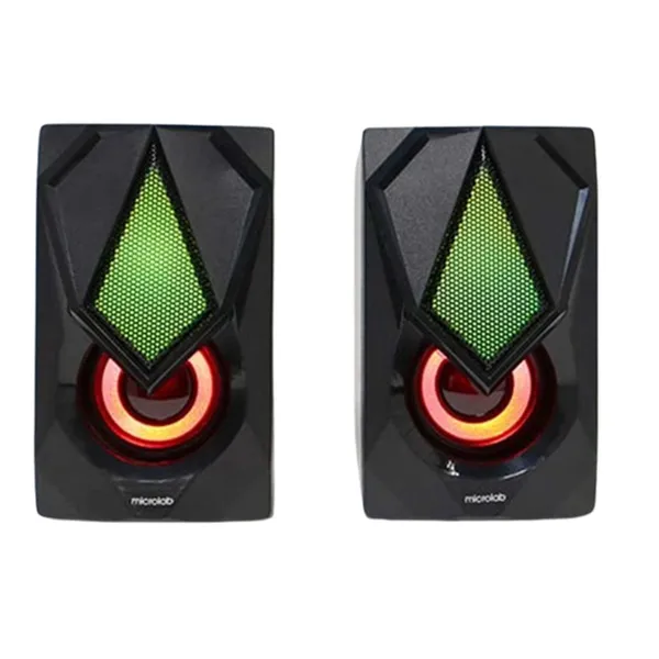 Microlab B25 LED 2.0 Wired Black Gaming Speaker with Dynamic Lighting – View 2
