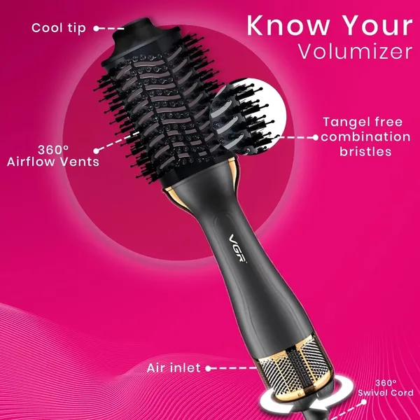 Vgr V-492 Professional Hot Air Brush For Women Hair Curler – View 3