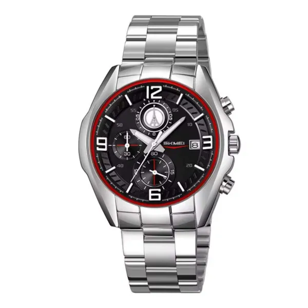 Skmei 9346 Multifunctional Quartz Men's Watch – Dial Color: White, Strap Color: Silver – View 1