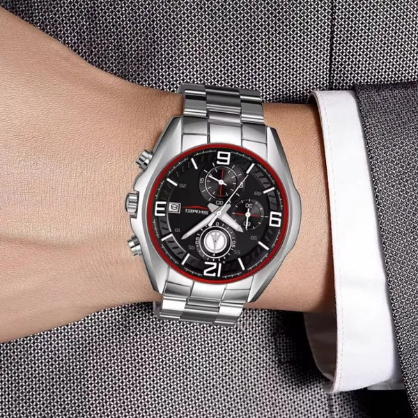 Skmei 9346 Multifunctional Quartz Men's Watch – Dial Color: White, Strap Color: Silver – View 4