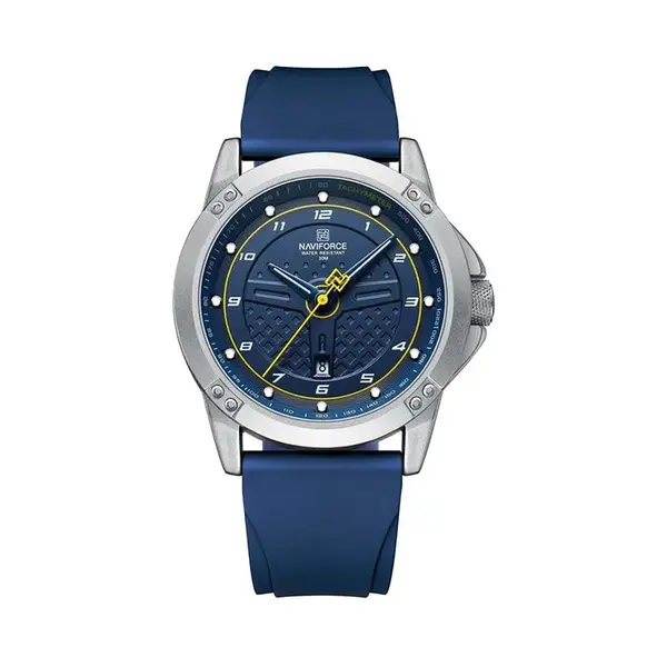 Naviforce NF8031 Lightweight Comfortable Silicone Band Simple Sports Men's Watch – Dial Color: Blue, Strap Color: Blue – View 1
