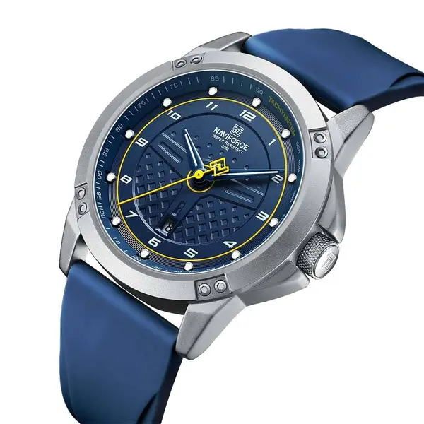 Naviforce NF8031 Lightweight Comfortable Silicone Band Simple Sports Men's Watch – Dial Color: Blue, Strap Color: Blue – View 3