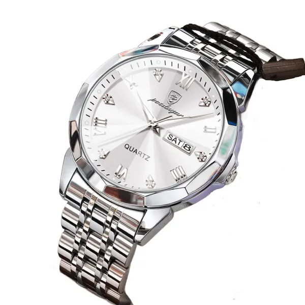 Poedagar 810 Adults Stainless Steel Men's Watch – Dial Color: Silver, Strap Color: Silver – View 2