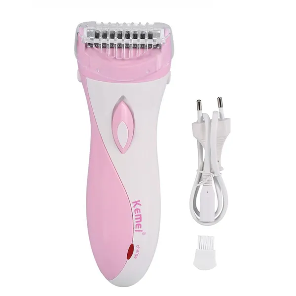 Kemei KM-3018 Rechargeable Stainless Steel Blade Lady Epilator – Color: Pink – View 3
