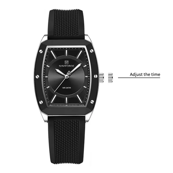 NAVIFORCE NF5049 Japanese Movement Women’s Watch – Dial Color: Black, Strap Color: Black – View 4