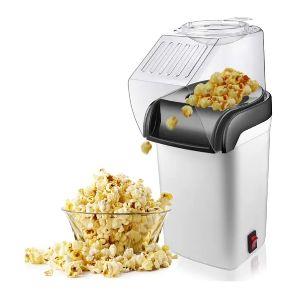 Automatic Electric Hot Air Top Cover Plastic Household and Car Popcorn Machine – Color: White – View 1