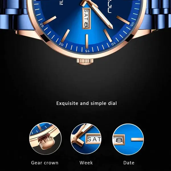 CRRJU 2193 High Qualityy Stainless Steel Sport and Casual Fashion Men's Watch – Dial Color: Blue, Strap Color: Blue – View 5