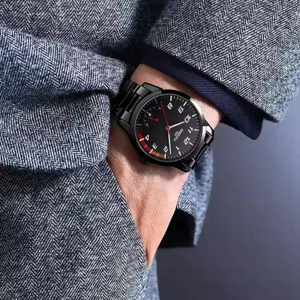 nibosi 2528 Luxury Stainless Steel Analog Men's Watch – Dial Color: Black, Strap Color: Black – View 4