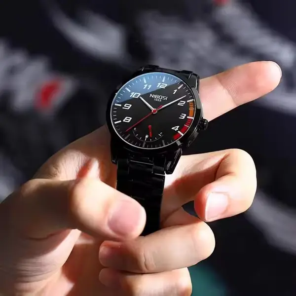 nibosi 2528 Luxury Stainless Steel Analog Men's Watch – Dial Color: Black, Strap Color: Black – View 3