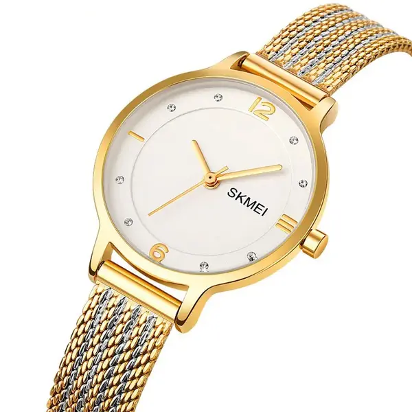 SKMEI 1874 Luxury Brand Diamond Quartz Ladies Watch – Dial Color: Gold, Strap Color: Gold – View 2