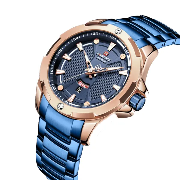 NAVIFORCE NF9161 Stainless Steel Analog Men's Watch – Dial Color: Blue, Strap Color: Blue – View 2