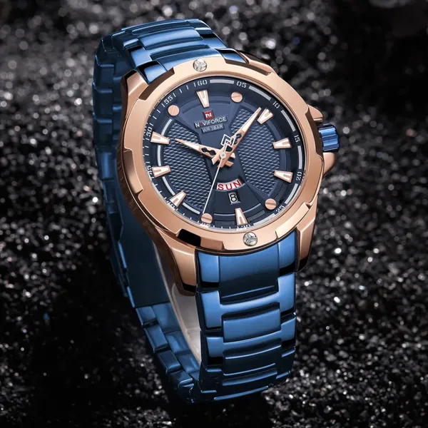 NAVIFORCE NF9161 Stainless Steel Analog Men's Watch – Dial Color: Blue, Strap Color: Blue – View 3