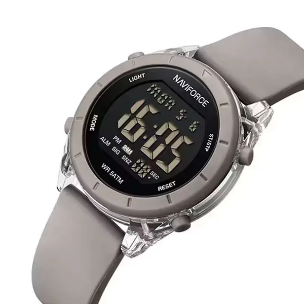 Naviforce NF7108 Silicone Strap Multi-Functional Sport Fashion Digital Women Watch – Dial Color: Black, Strap Color: Sky Blue – View 2