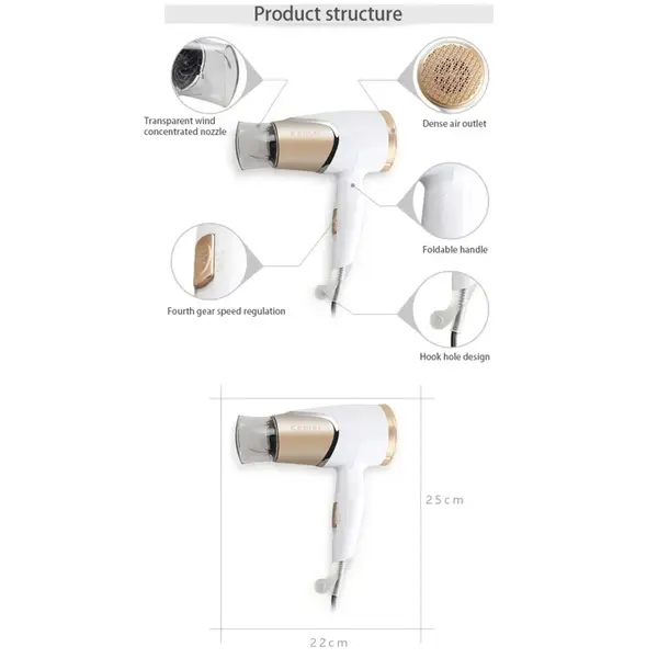 Kemei KM-6832 Dry Care Advanced ThermoProtect Hair Dryer for Women – View 3