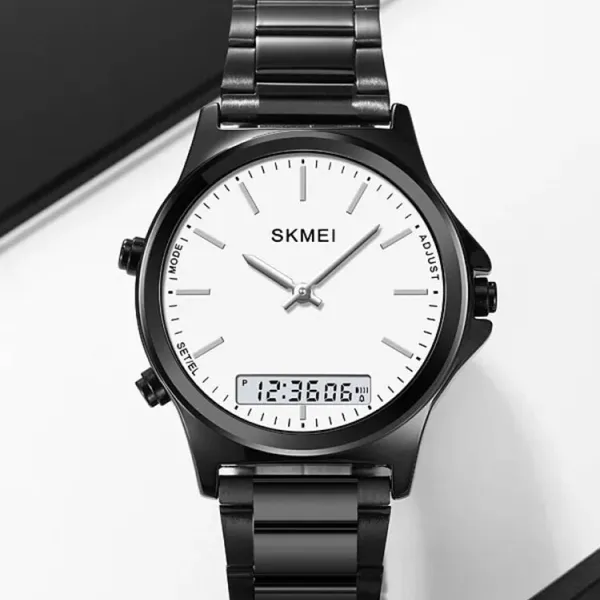 SKMEI 2120 Sport Waterproof Dual Display Digital Chrono Men's Watch – Dial Color: White, Strap Color: Black – View 3