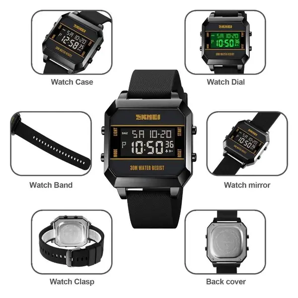 SKMEI 1848 Cyberpunk Analog Display PU Leather Fashion and Sporty Men's Watch – Dial Color: Black, Strap Color: Black – View 3