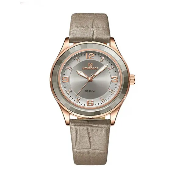 Naviforce NF5040 Genuine Leather Strap Quartz Analog Fashion Men’s Watch – Dial Color: Grey, Strap Color: Grey – View 1