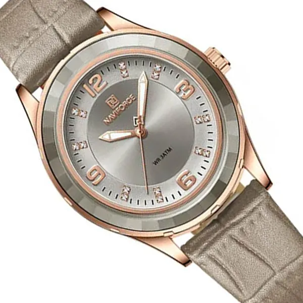 Naviforce NF5040 Genuine Leather Strap Quartz Analog Fashion Men’s Watch – Dial Color: Grey, Strap Color: Grey – View 2