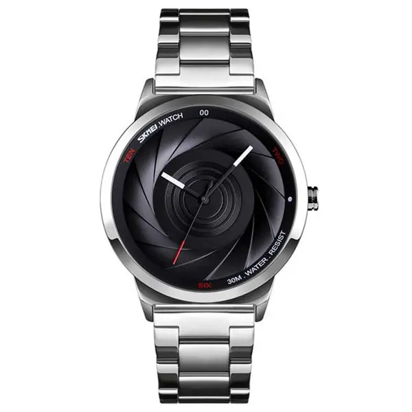 SKMEI 9210 Stainless Steel Analog Luxury Quartz Men's Watch – Dial Color: Black, Strap Color: Silver – View 1