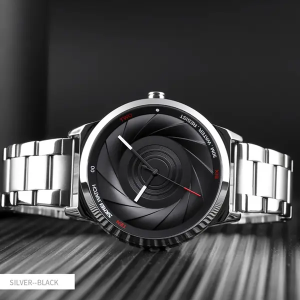 SKMEI 9210 Stainless Steel Analog Luxury Quartz Men's Watch – Dial Color: Black, Strap Color: Silver – View 3