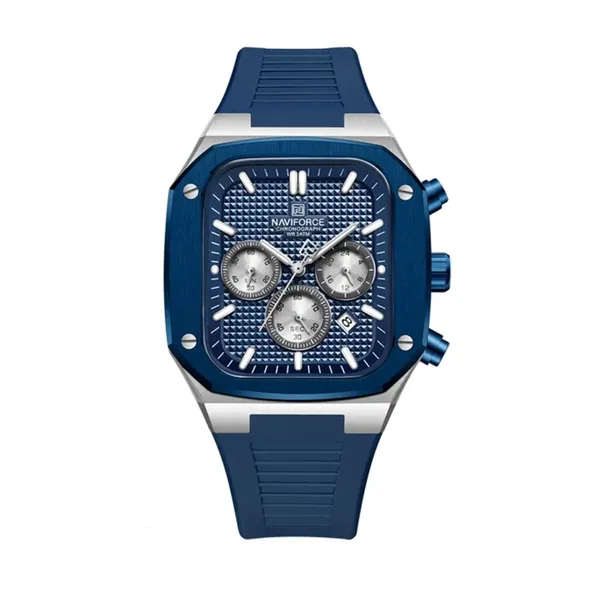 Naviforce 8037 Comfortable Silicone Band Multifunctional Sports Men's Watch – Dial Color: Blue, Strap Color: Blue – View 1
