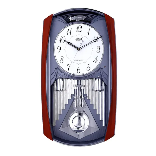 Sonam 5137 SST Pendulum Musical Wall Clock Various Color Range – Color: Gray – View 1