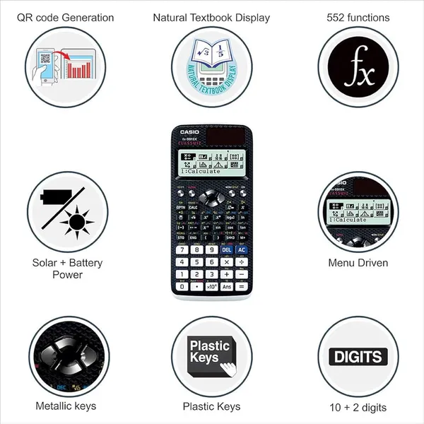 SAMS FX-991EXs Scientific Calculator 552 Functions/Solar & Battery – View 2