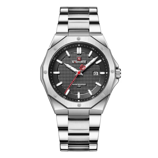 NAVIFORCE NF9200S Stainless Steel Analog Men's Watch – Dial Color: Black, Strap Color: Silver – View 1