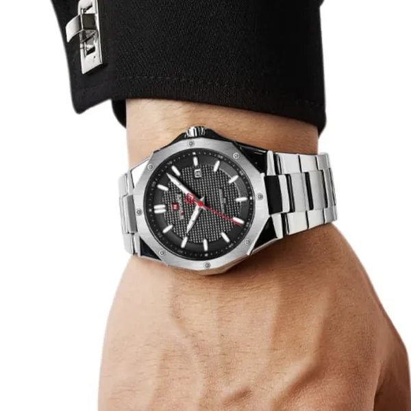 NAVIFORCE NF9200S Stainless Steel Analog Men's Watch – Dial Color: Black, Strap Color: Silver – View 4