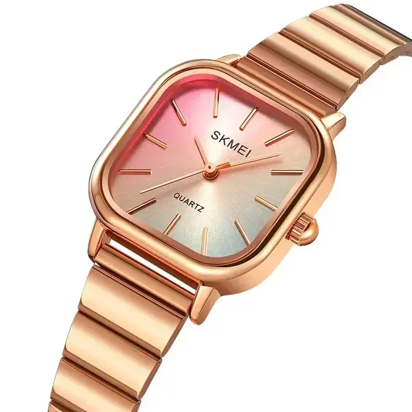 SKMEI 2190 Stainless Steel Strap Rainbow dial women wristwatch – Dial Color: Brown, Strap Color:  Brown  – View 2