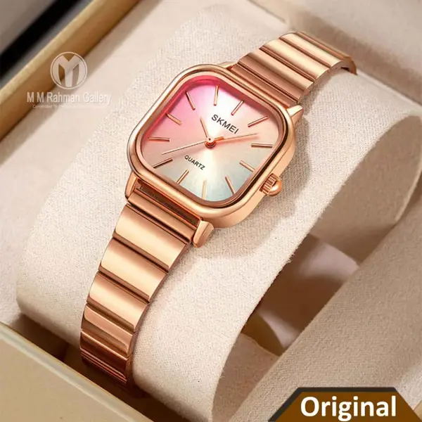 SKMEI 2190 Stainless Steel Strap Rainbow dial women wristwatch – Dial Color: Brown, Strap Color:  Brown  – View 4
