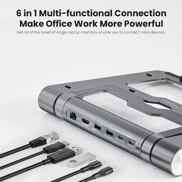 Vyvylabs Wisdom Series VHW06-GY Laptop Stand 6-in-1 Multifunctional – View 3