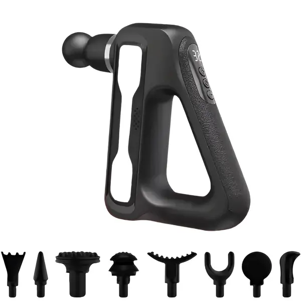 Rechargeable HB‑003 Deep Muscle Massage Gun with 8 Interchangeable Heads – Color: Silver – View 1