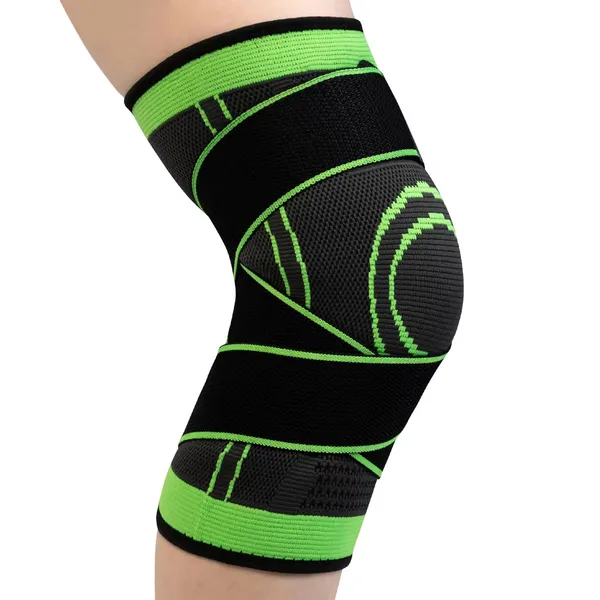 Adjustable Knee Support Compression Strap Sleeve | হাঁটুর ব্যথার জন্য নি সাপোর্ট বেল্ট – Color: Green, Size: Free Size – View 2