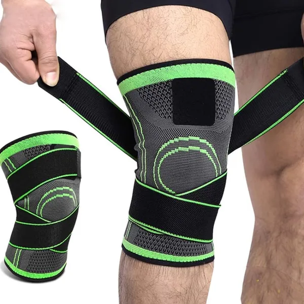 Adjustable Knee Support Compression Strap Sleeve | হাঁটুর ব্যথার জন্য নি সাপোর্ট বেল্ট – Color: Green, Size: Free Size – View 1