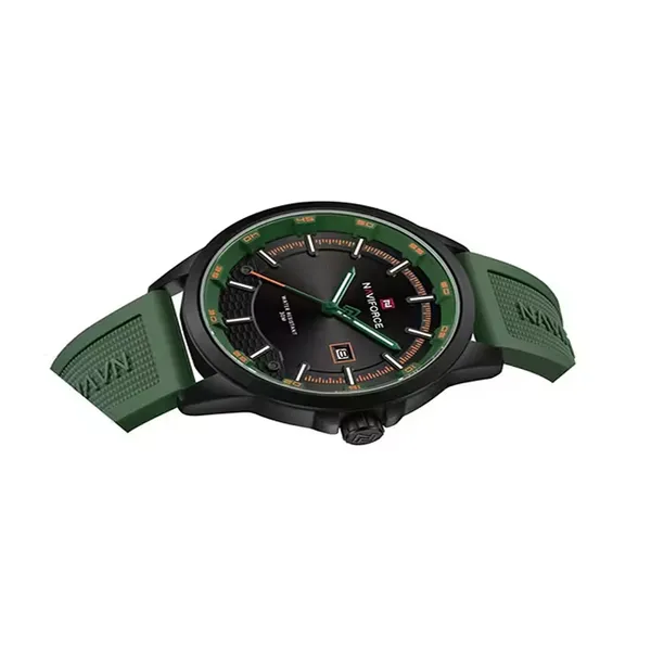 Naviforce 9248T Lightweight Comfortable Silicone Band Simple Sports Men's Watch – Dial Color: Green, Strap Color: Green  – View 2