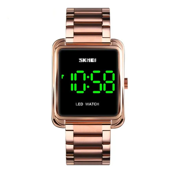 Skmei 1505 Waterproof Wristwatch LED Digital Men's Watch – Dial Color: Black, Strap Color: Rose – View 1