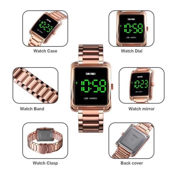 Skmei 1505 Waterproof Wristwatch LED Digital Men's Watch – Dial Color: Black, Strap Color: Rose – View 4