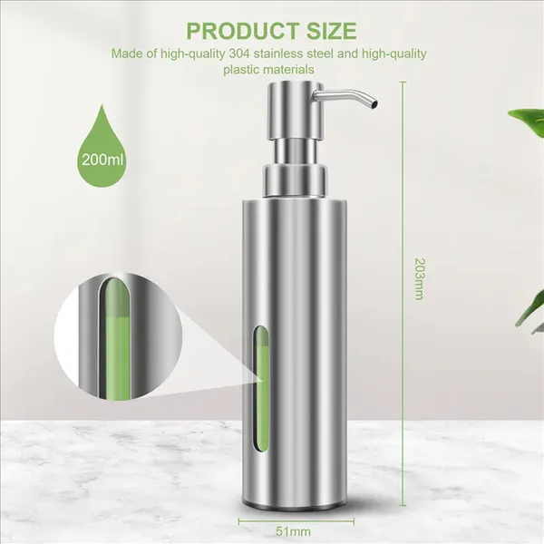 7Oz Hand Liquid Soap Pump Dispenser for Bathroom, Stainless Steel for Kitchen – View 2