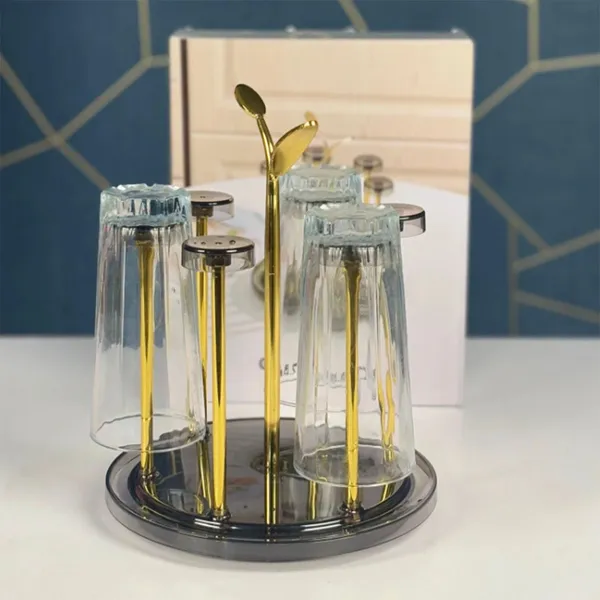 Revolving Metal Glass Stand 6pcs 8" x 10" Metal & Plastic Organizer Rack – View 3