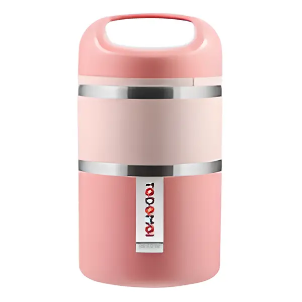 Tedemei Stainless Steel 2-Layer Food Container Lunch Box – Color: Pink – View 1