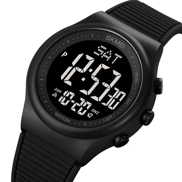 SKMEI 1980 Silicone Strap Digital Sporty Men's Watch – Dial Color: Black, Strap Color: Black – View 2