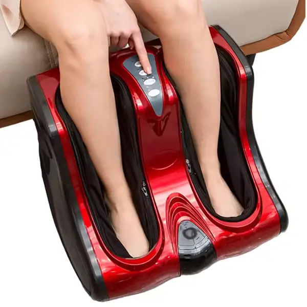 Heat-Enabled Electric Foot & Kneading Leg Massager – Color: Red – View 3