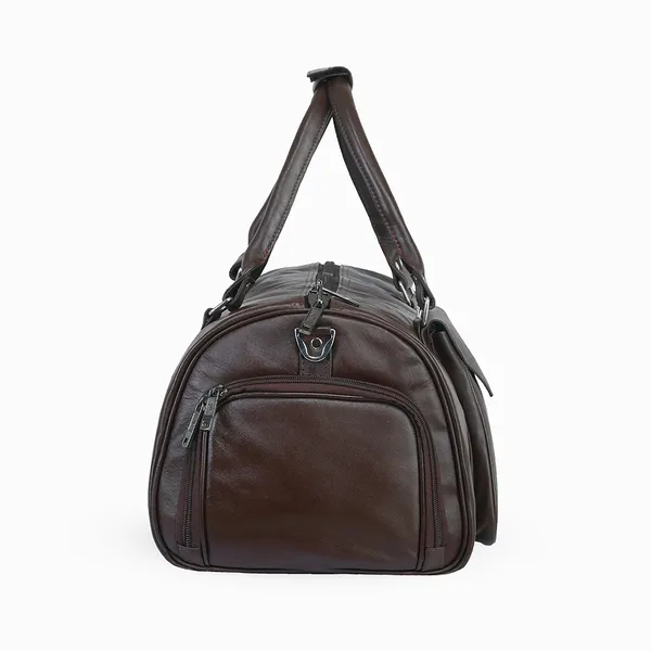 High Quality Travel/Gym Bag with Shoe Compartment – Color: Brown – View 2